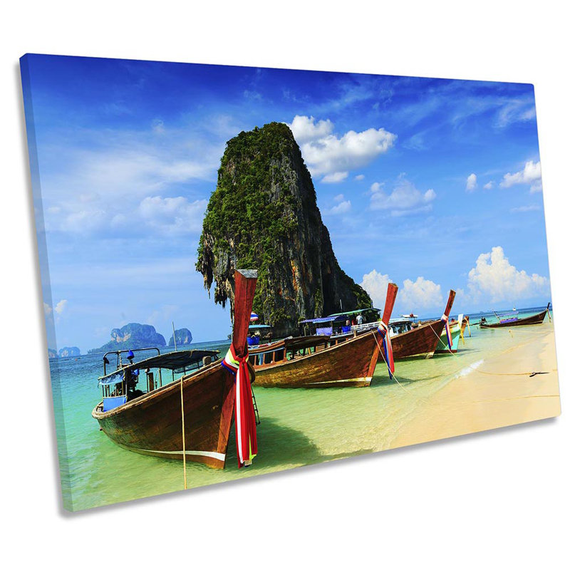Long Boats Beach Thailand - Wrapped Canvas Print, 50.8cm H x 76.2cm W 