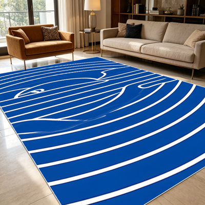 1PC Royal Blue Minimalist Line Art Abstract area rugs for Living Room, Soft and Comfortable, Suitable for all seasons, easy-to-maintain, machine washable, suitable for kitchen, dining room, bedroom, entryway, patio, Home Decor, Outdoor Decor.