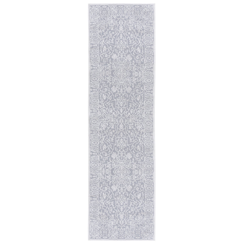 Calidia Floral Light Gray/Cream Area Rug, Runner 2'3" x 20'
