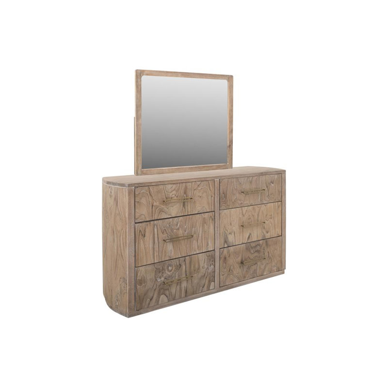 Commode Balam à 6 tiroirs avec miroir, Brown