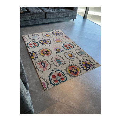 Tapis décoratif lavable à la machine beige