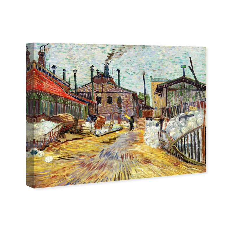 L'usine par Vincent Van Gogh - Peinture, H 36 po x l 45 po, Toile tendue