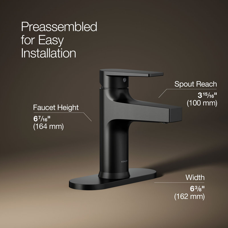 Taut Single-Control Lavatory Faucet with Escutcheon, Matte Black