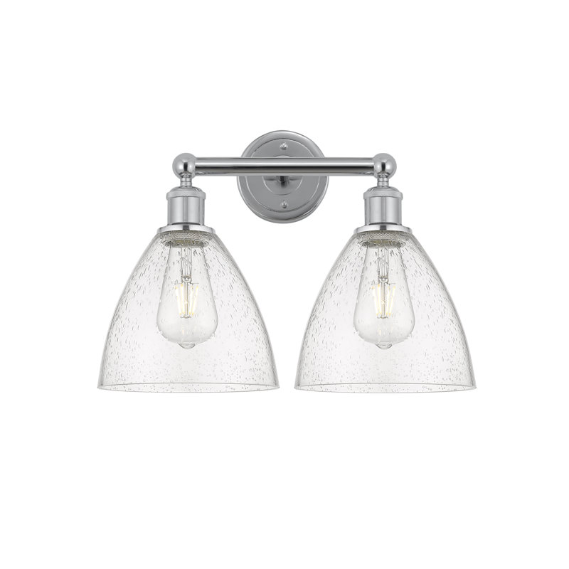 Éclairage pour meuble-lavabo en verre 2 lumières 16,5 pouces Alorah, Granuleux, Chrome poli