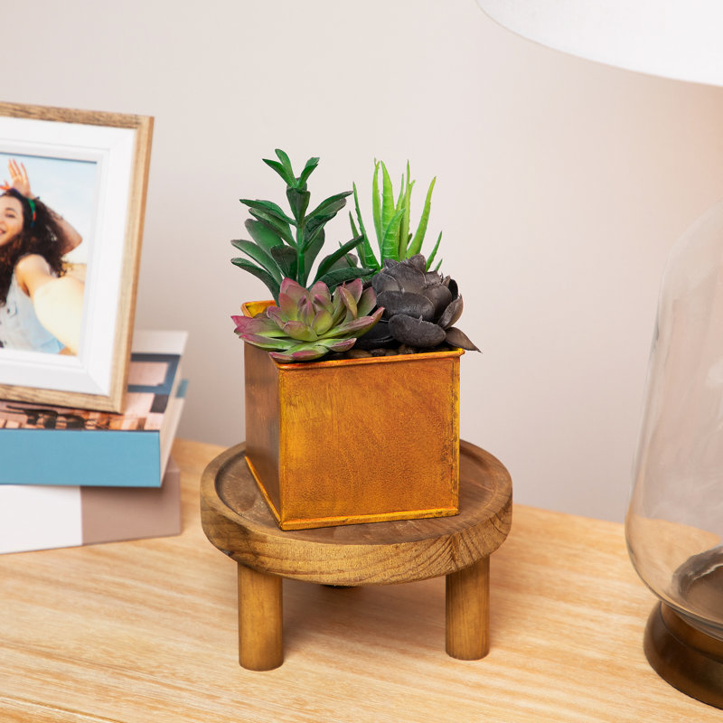 7" Copper Potted Artificial Mixed Succulent Arrangement
