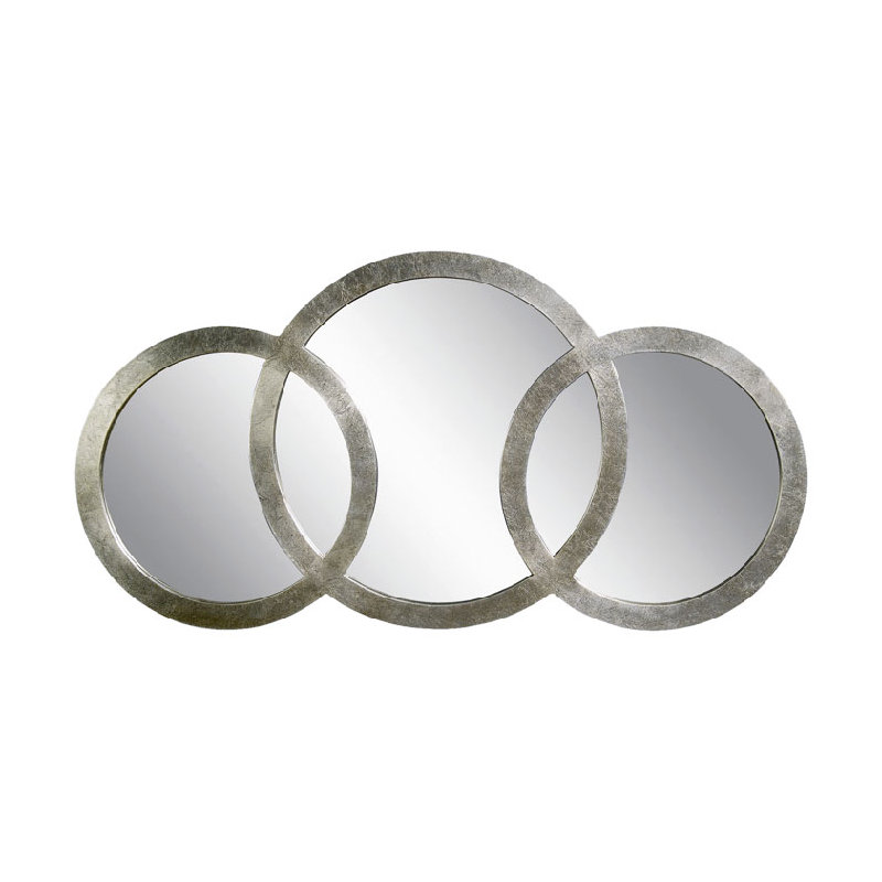 Miroir en forme de 3 anneaux recouverts de feuilles argentées patinées Chadman