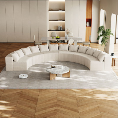 Canapé modulaire incurvé en mousse avec 12 coussins Corduroy