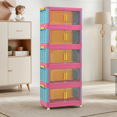 Bacs de rangement empilables et pliables avec couvercles et roulettes