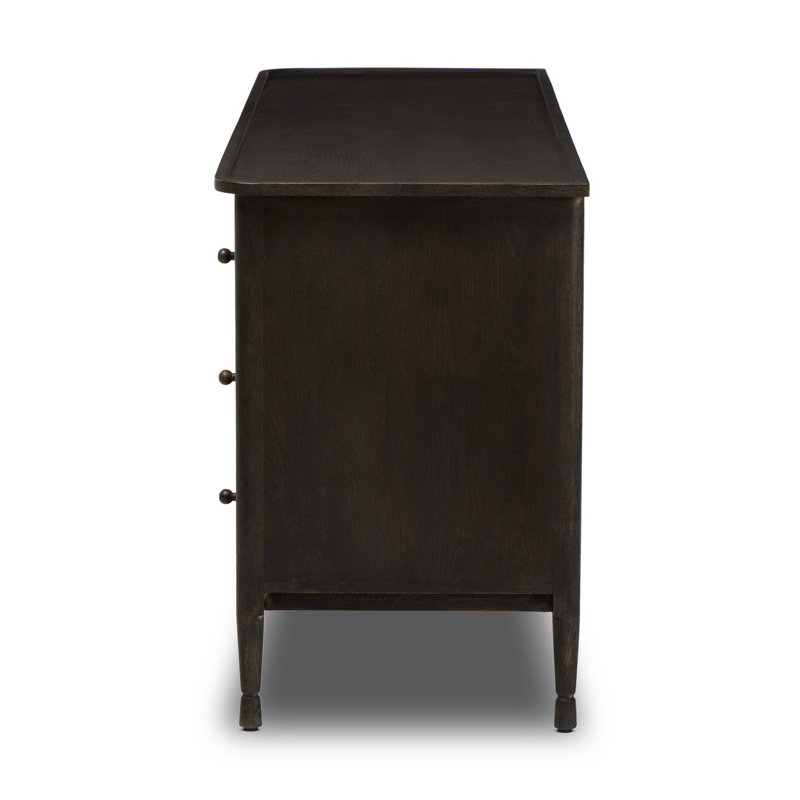 Franny 6 Drawer Dresser-Saddle Brown Veneer, Espresso Oak Veneer