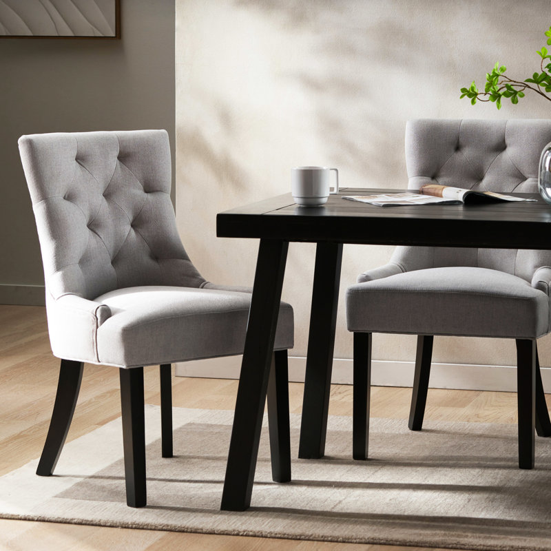Chaise de salle à manger rembourrée grise (2) avec coutures en diamant