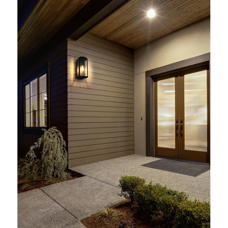 Miles Outdoor Wall Sconce in Black, 16" H x 7" W x 6" D