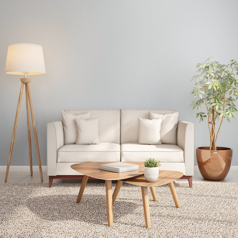 Wade Logan 58" Tripod Floor Lamp – Mid-Century Modern Standing Lamp Décor Light with LED Bulb and Natural Oak Wood Base – Bedroom, Living Room, or Office Lighting