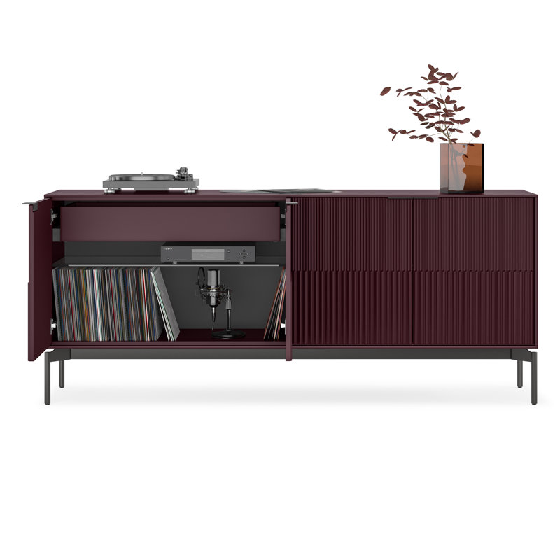 Zig 79.5'' W Credenza, Merlot/Brushed Carbon
