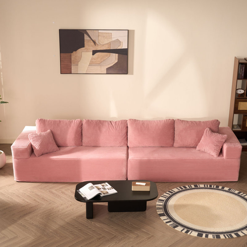 Corduroy Sofa, Pink, 4-seat