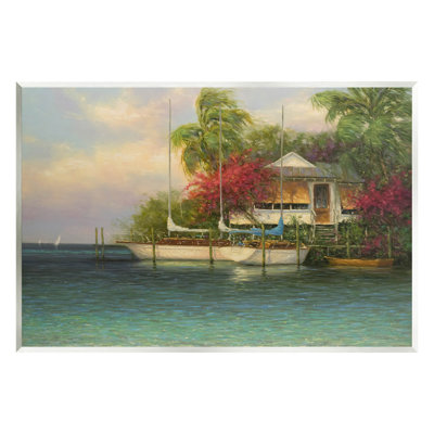Bateau tropical, bord de l'eau, art numérique par Martin Figlinski