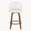 Ensemble de 2 tabourets de comptoir à hauteur fixe, structure en bois de noyer avec similicuir blanc et repose-pieds en métal noir-448044657-448044656