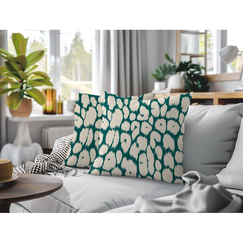 Oreiller réversible Clio Zebra, 18x18, Teal