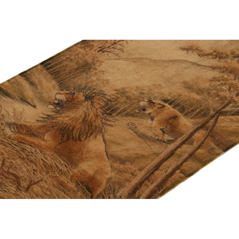Silk Animal Print Area Rug in Brown