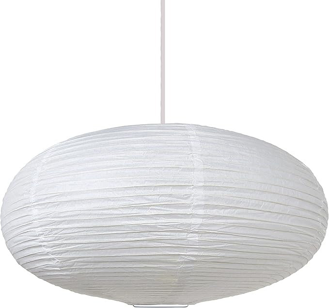 Large White Oval Ribbed Paper Lantern