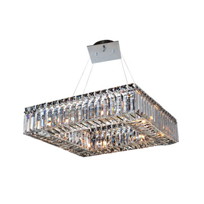 Quadro 8 LT Chrome/Clear Chandelier Allegri