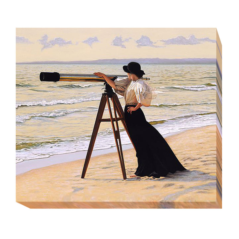 « outlook », reproduction de peinture à l’huile sur toile tendue, H 14 po x l 16 po