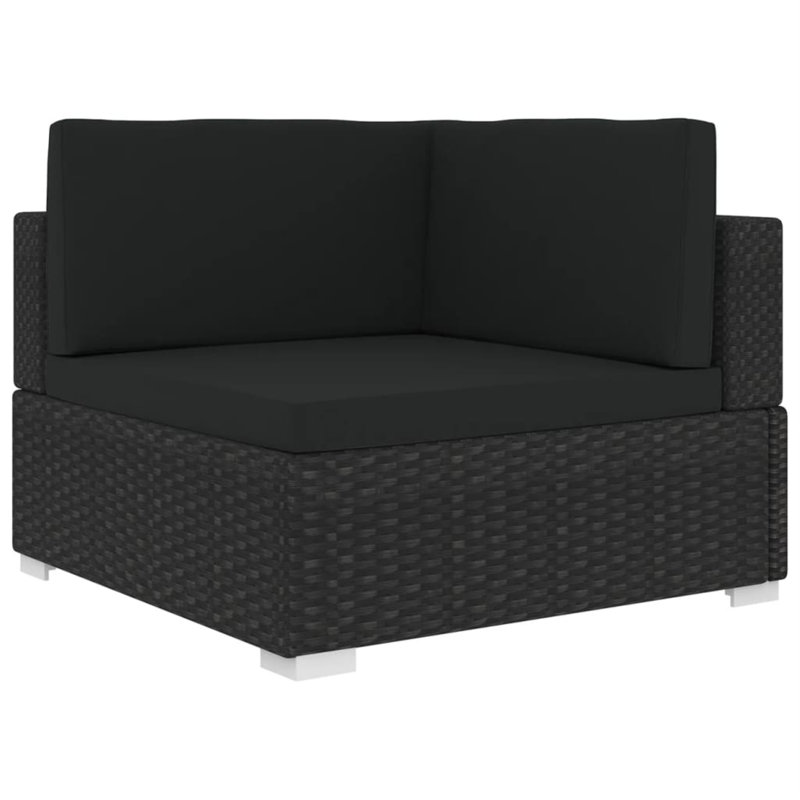 Chaise de patio avec coussins Elvane, Noir, Noir