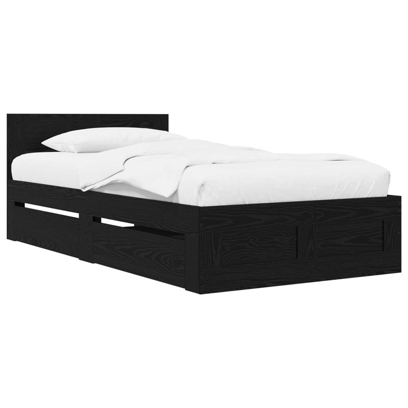 Bed Frame, Black Oak