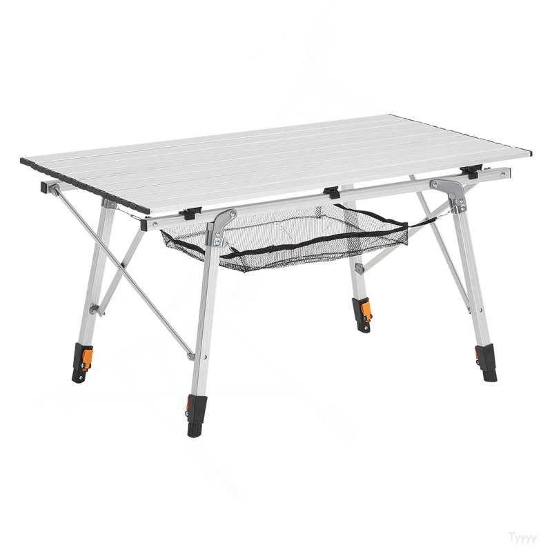 Folding Portable Camping Table Aluminum Outdoor Picnic Roll Up Table Mesh Layer