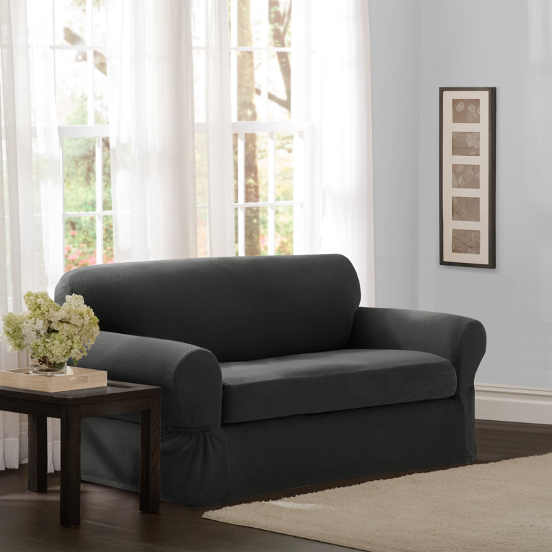 Housse pour causeuse à coussins carrés, Gris anthracite