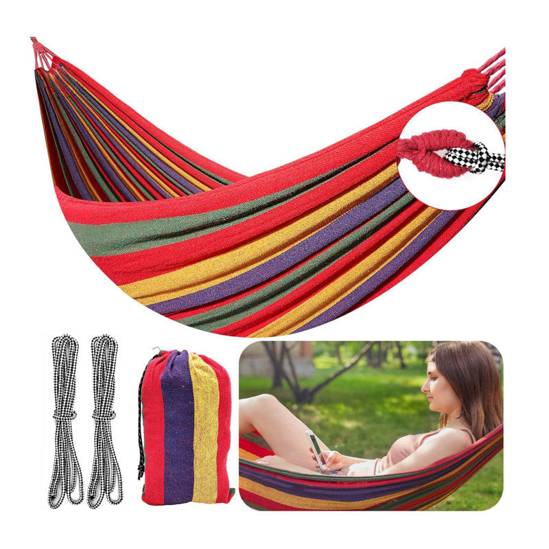 Outdoor Camping Portable Hammock with Travel Bag, Thickened Durable Canvas Fabric