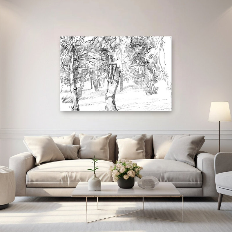 Reproduction d'art mural forêt ombragée, paisible, forêt abstraite, impression d'art mural, 40" H x 60" W