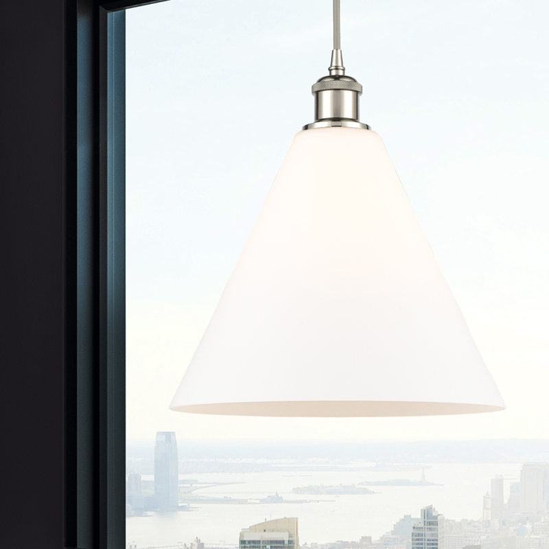 Luminaire suspendu conique à 1 lumière, Nickel poli