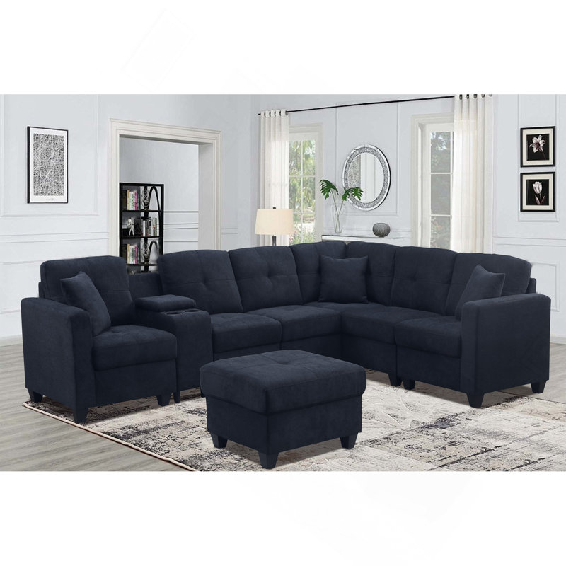 Sectional Sofa, Dark Blue, Dark Blue