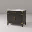 Meuble-lavabo simple en chêne noir avec plateau en marbre de Carrare-340400548