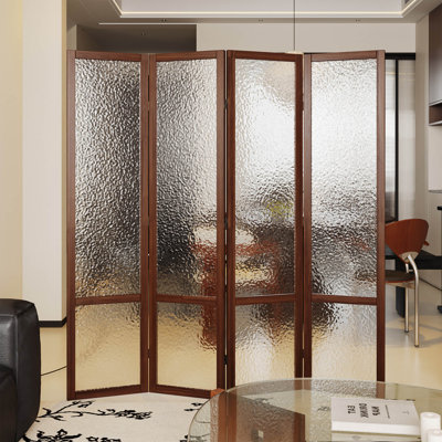 Acrylic Room Divider, 4-Panel Frosted Translucent Freestanding Partition Screen by Winston Porter