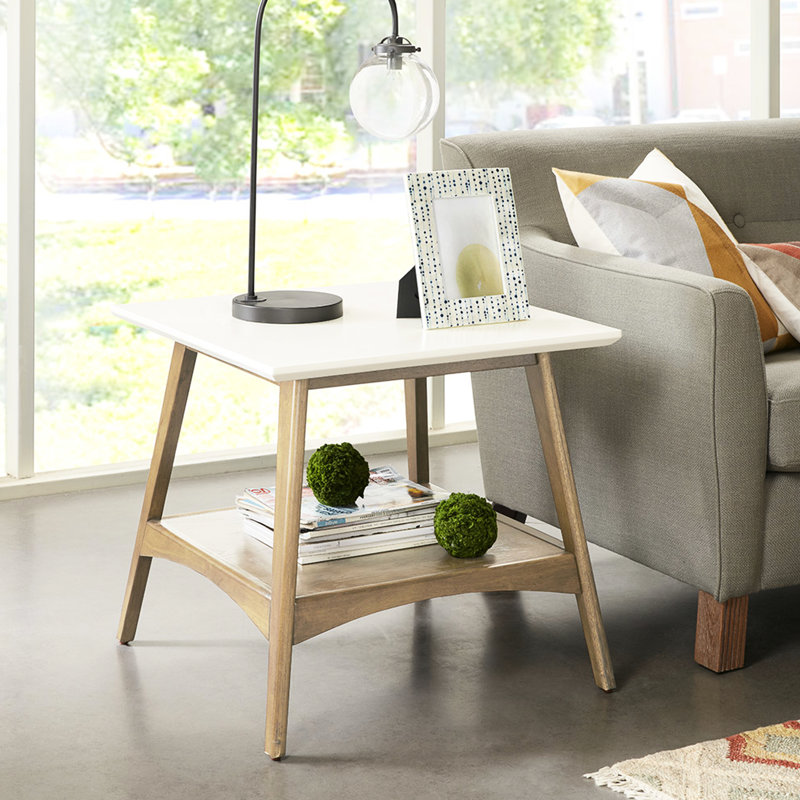 Table de bout Cozy Ambiance - Structure en bois massif, plateau et tablette atmosphère chaleureuse
