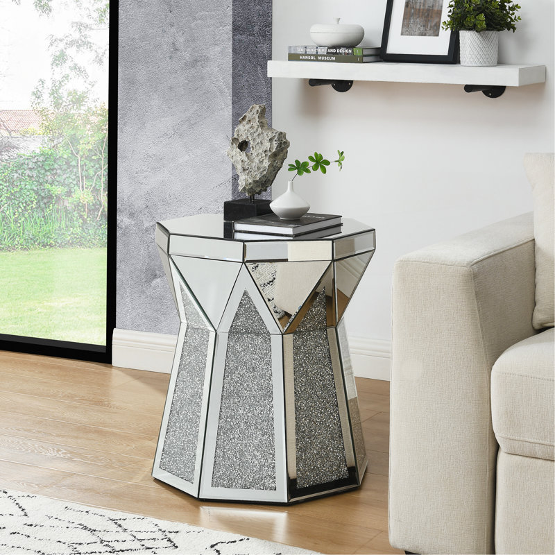 Coffee Table With Mirror Crystal Inlay