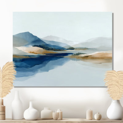 «Blue Waves Heights Golden Coastal - Waves», reproduction d'art sur toile, paysage bleu