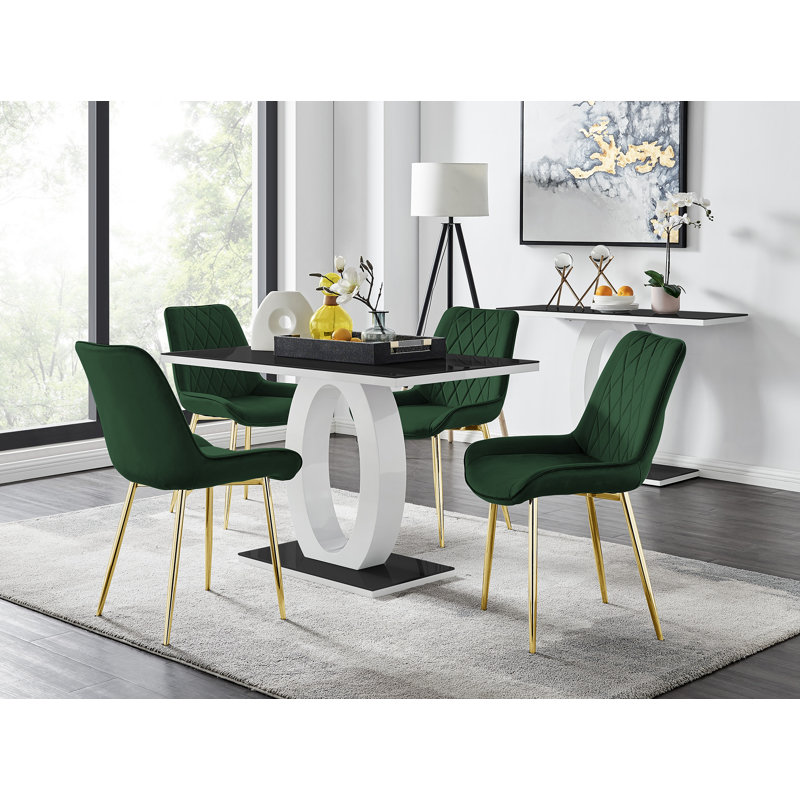 4 - Person Dining Set, Green/Gold