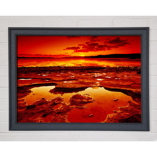Ebern Designs Stunning Orange Water Bay - Single Picture Frame Art ...