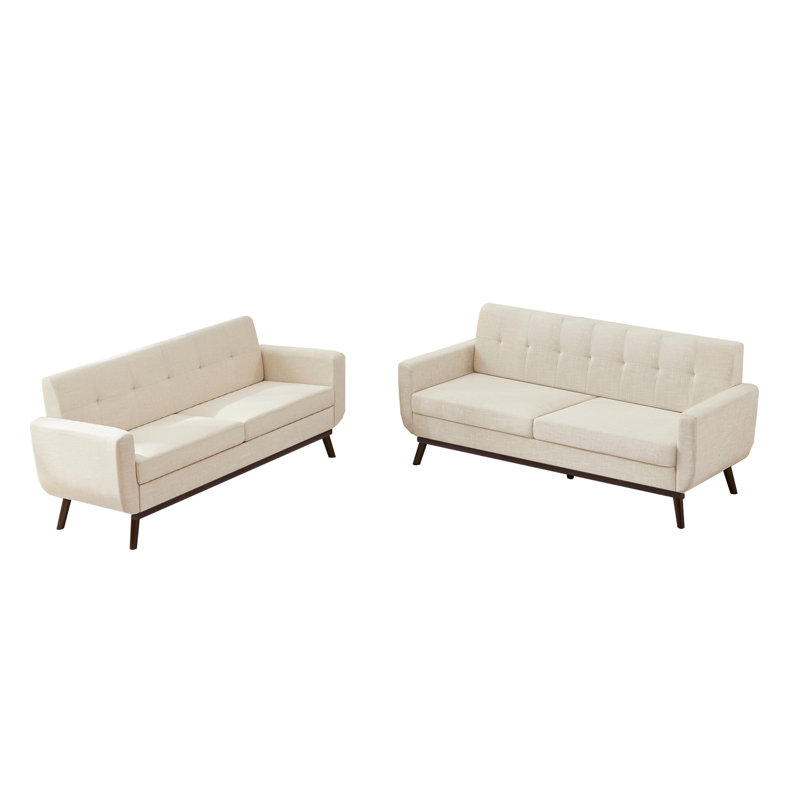  Loveseat And Sofa Set, 2 - Piece Tufted Upholstered Living Room Set, Beige