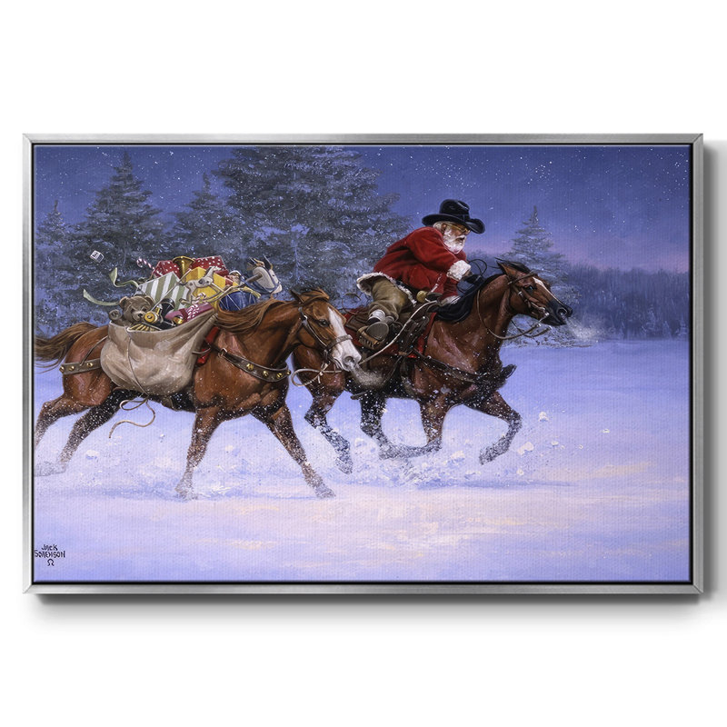 Christmas Rush, reproduction d'art sur toile, H 17 po x l 25 po x P 1,5 po, Encadrement argenté