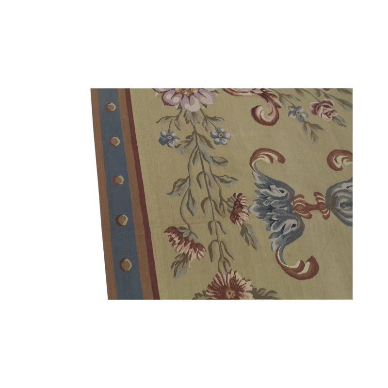 Hand-Knotted High-Quality Taupe and Blue Area Rug
