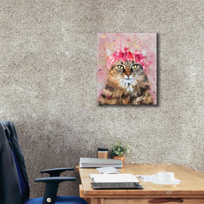 Flower Crown Tabby Cat 5 by Furbaby Affiliates - Wrapped Canvas Painting -  Red Barrel StudioÂ®, F7225D944F8C46A3A35A755A685CAE64