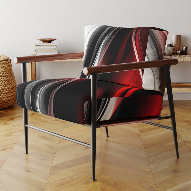 Fauteuil d'appoint rembourré rouge et noir Infinite Ripples II, Noir