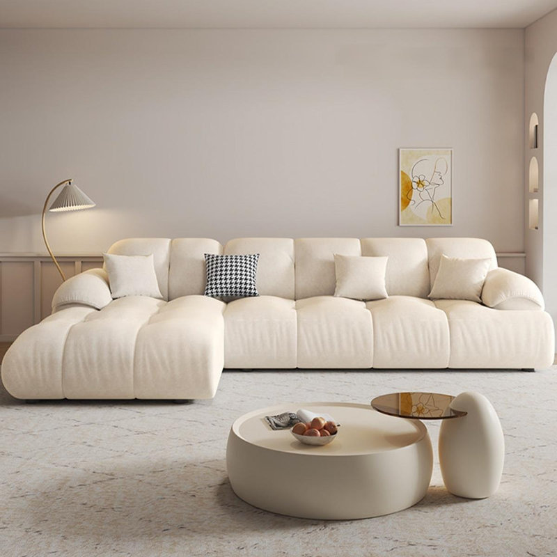 Canapé modulaire 2 pièces rembourré, 27.56" H x 112.2" W x 66.93" D, Left Hand Facing, Beige