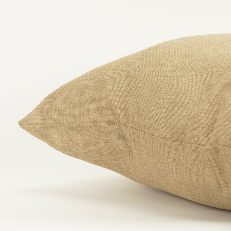 22" Beige and Natural Polyester Indoor/Outdoor Square Throw Pillow
