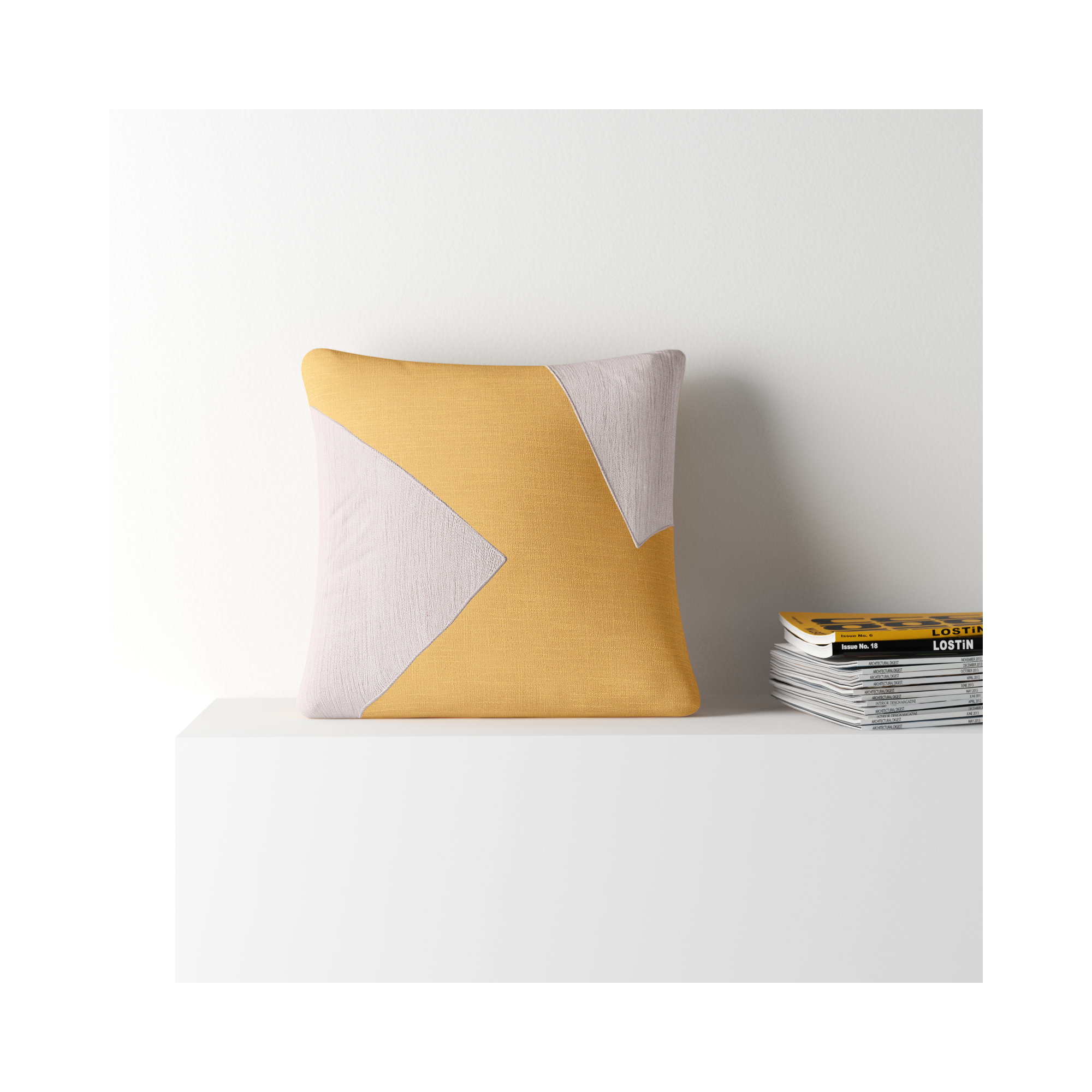Auburn Geometric Cotton Throw Pillow, Yellow/White, Pillow Cover Only - No Insert, Square 18"