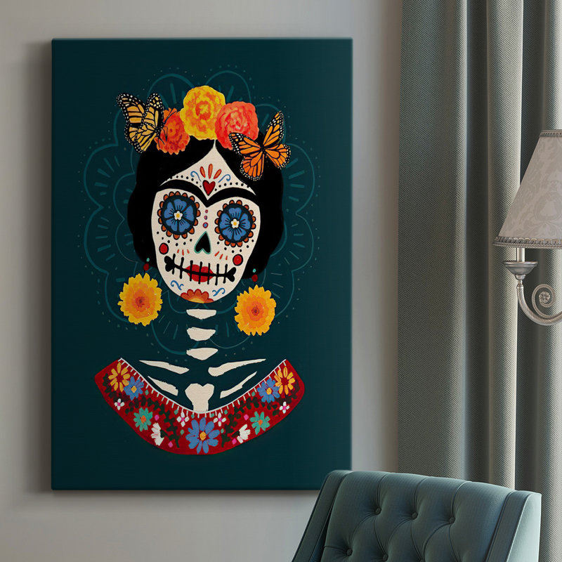 Toile tendue avec châssis de qualité supérieure «Bright Day Of The Dead I», H 18 po x l 12 po
