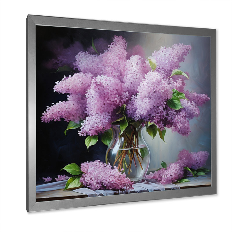 Lilas, impression romantique II - impression, Cadre photo argenté, H 36 po x l 36 po x P 1,5 po